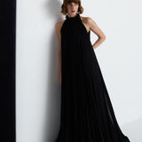 Nean Pleated Halter Neck Gown Black
