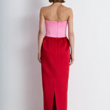Nean Strapless Color-Block Gown Pink