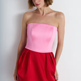 Nean Strapless Color-Block Gown Pink