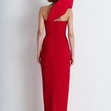 Nean One-Shoulder Sculptural Gown Red