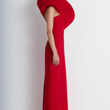 Nean One-Shoulder Sculptural Gown Red