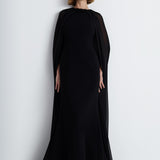 Nean Gown With Sheer Cape Black