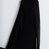 Nean Gown With Sheer Cape Black