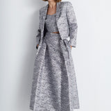 Nean Silver Brocade Cropped Tailored Jacket Dark Silver