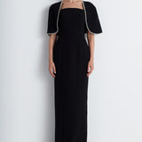 Nean Column Gown With Embellished Cape Detail Black