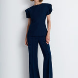 Nean Tailored Wide-Leg Trousers Navy