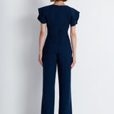 Nean Structured Sleeve Top Navy