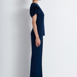 Nean Tailored Wide-Leg Trousers Navy