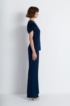 Nean Tailored Wide-Leg Trousers Navy