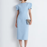 Nean Structured Sleeve Midi Dress Light Blue