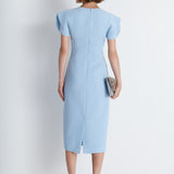 Nean Structured Sleeve Midi Dress Light Blue