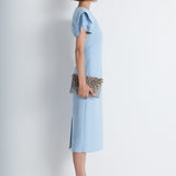 Nean Structured Sleeve Midi Dress Light Blue