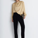 Nean Draped Satin Gold Blouse Sand