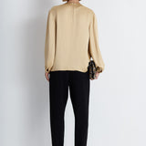 Nean Draped Satin Gold Blouse Sand