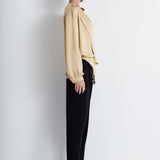 Nean Draped Satin Gold Blouse Sand