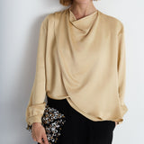 Nean Draped Satin Gold Blouse Sand