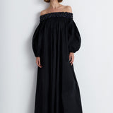 Nean Off-Shoulder Embellished Black Gown Black