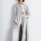 Nean Metallic Silver Oversized Shirt Dress Silver