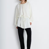 Nean Pearl-Embellished Drawstring Blouse Ecru
