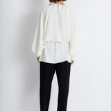 Nean Pearl-Embellished Drawstring Blouse Ecru