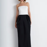 Nean Strapless Color-Block Gown Black-White