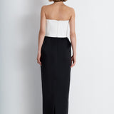 Nean Strapless Color-Block Gown Black-White