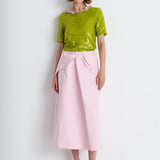 Nean Draped Detail Midi Skirt Pink
