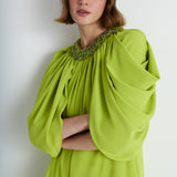 Nean Embellished Neck Cape Gown Lime