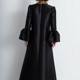 Nean Embellished Collar Satin Gown Black