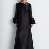 Nean Embellished Collar Satin Gown Black