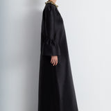 Nean Embellished Collar Satin Gown Black