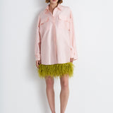 Nean Oversized Silk Satin Shirt Light Pink