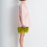 Nean Oversized Silk Satin Shirt Light Pink