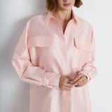 Nean Oversized Silk Satin Shirt Light Pink