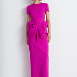 Nean Short Sleeve Bow Maxi Dress Fuchsia