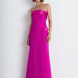 Nean Strapless Double-Breasted Gown Fuchsia