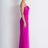 Nean Strapless Double-Breasted Gown Fuchsia