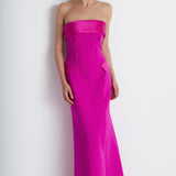 Nean Strapless Double-Breasted Gown Fuchsia