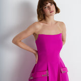 Nean Strapless Pocket Detail Gown Fuchsia