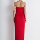 Nean One-Shoulder Bow Maxi Dress Red