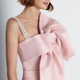 Nean Bow-Draped Embellished Top Light Pink