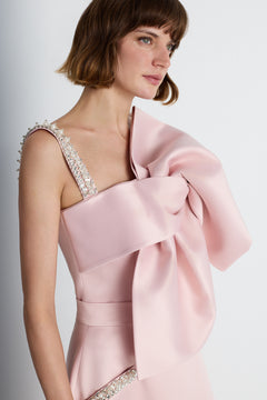 Nean Bow-Draped Embellished Top Light Pink