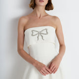 Nean Strapless Bow-Embellished Gown White