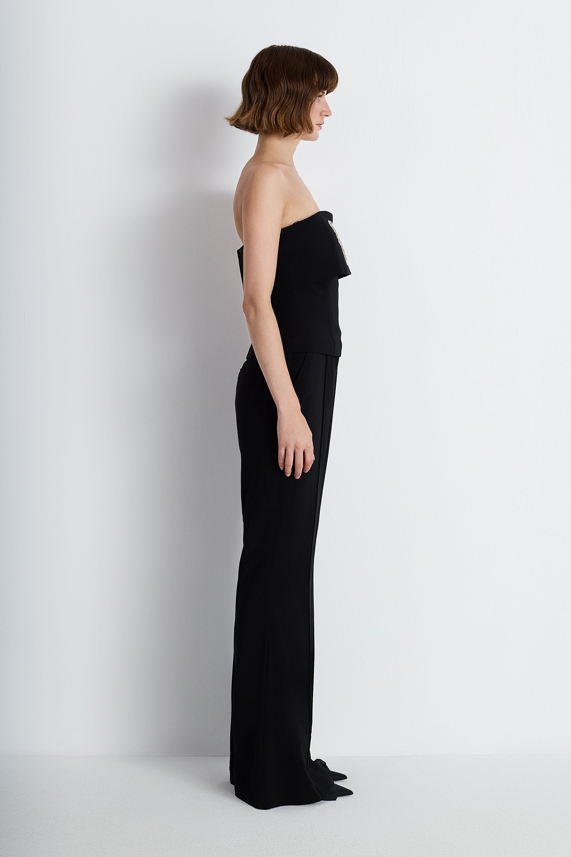 Nean Tailored Trousers With Petal Hem Detail Black