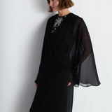 Nean Embellished Draped Kaftan Gown Black