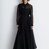 Nean Embellished Organza Maxi Skirt Black