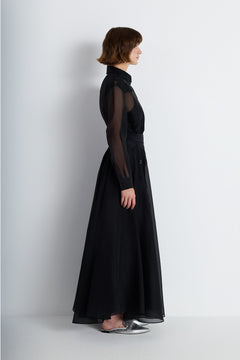 Nean Embellished Organza Maxi Skirt Black