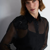 Nean Sheer Embellished Shirt Black