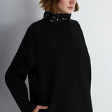 Nean Embellished Collar Short Coat Black