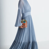 فستان ماكسي شيفون بكسرات